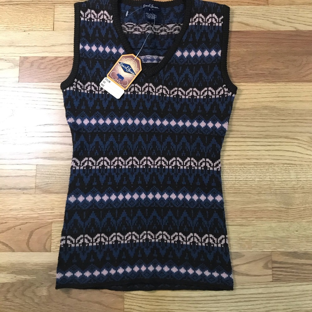 NWT Earl Jean striped v-neck sweater vest, small